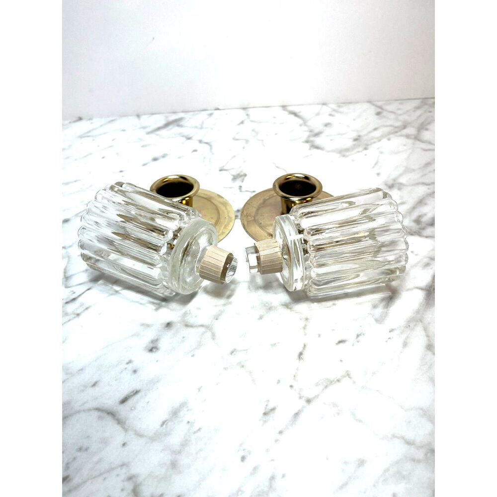 Glass and Brass Votive Holders Set of 2 Candle Holders Home Decor - Picture 11 of 11